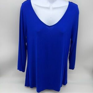 Cable & Gauge Women’s V- Neck Open Back Royal Blue 3/4 Sleeve Top-Size S